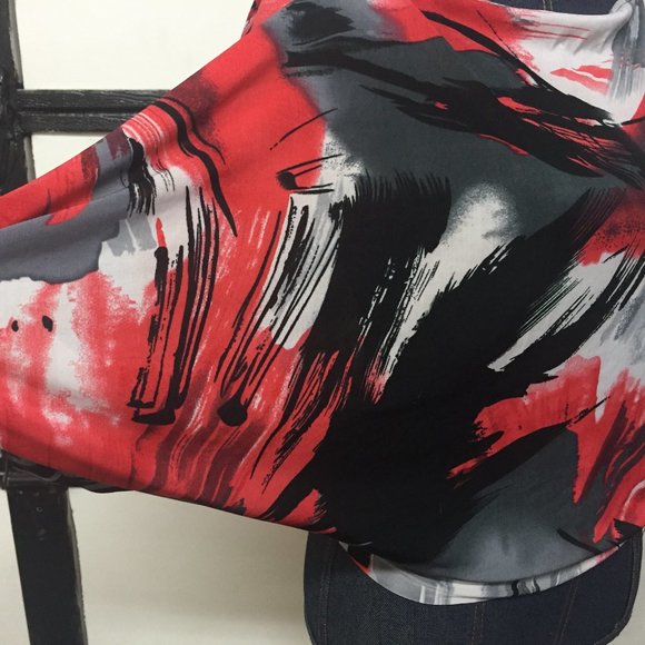 Alberto Makali Top Abstract Pattern Size M Red/Black/White - Picture 2 of 4